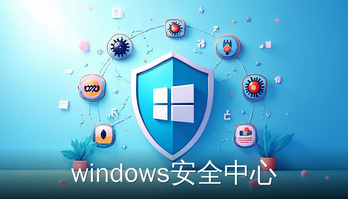 Windows安全中心盾牌图标与病毒防护、防火墙和账户保护图标