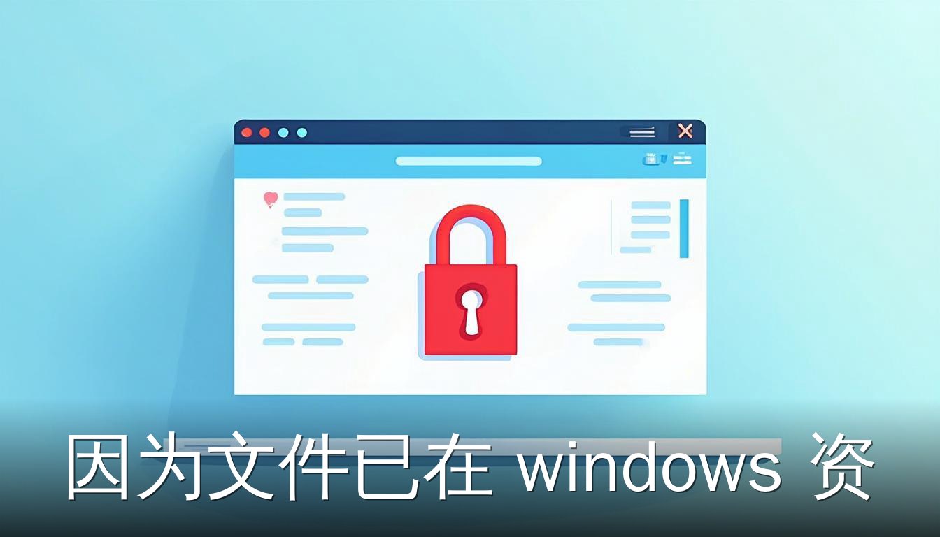 Windows文件资源管理器窗口显示文件被锁定，红色锁图标表示文件正在使用中